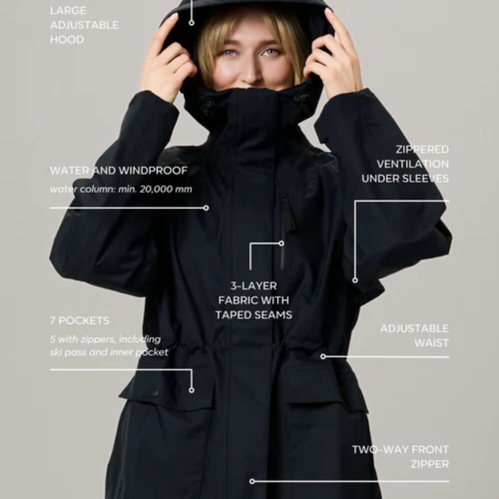 Scandinavian Outdoor Shell Jacket in Black by Astrid Wild